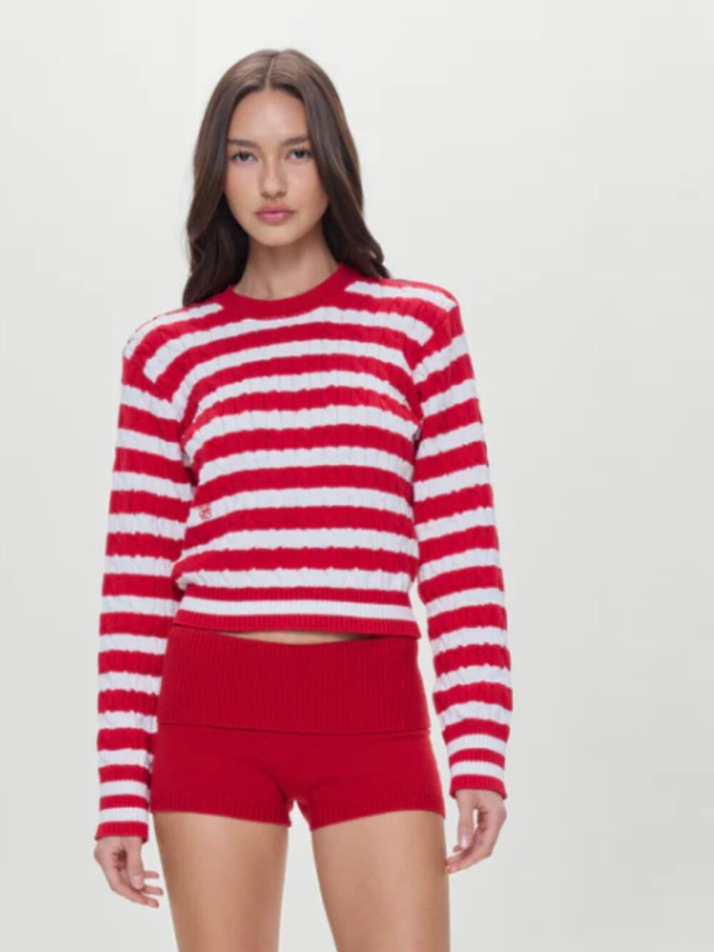 NWOT FRANKIE'S BIKINIS VARSITY STRIPED CABLEKNIT SWEATER